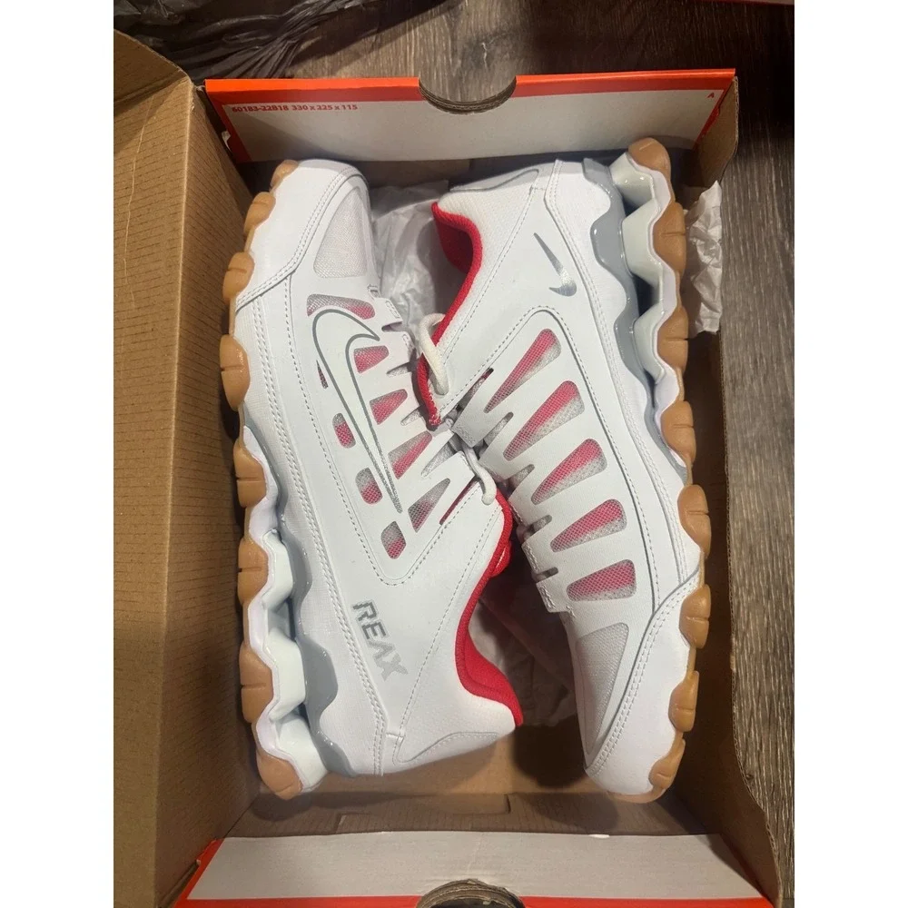 Nike Reax 8 TR Mesh White Wolf Grey Red Mens Training Shoes 621716-103 Size 11.5